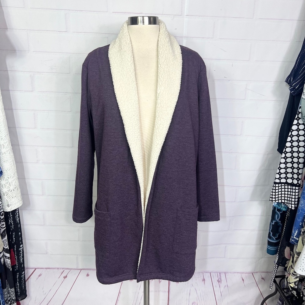 |•EDDIE BAUER•| Soft Fleece Cardigan Sweater Size Medium